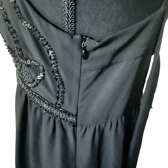 NEW LOOK Dress Size 14 Black Sequin‎ Long dress Cocktail Bling Party Ball Soiree - Picture 5 of 8